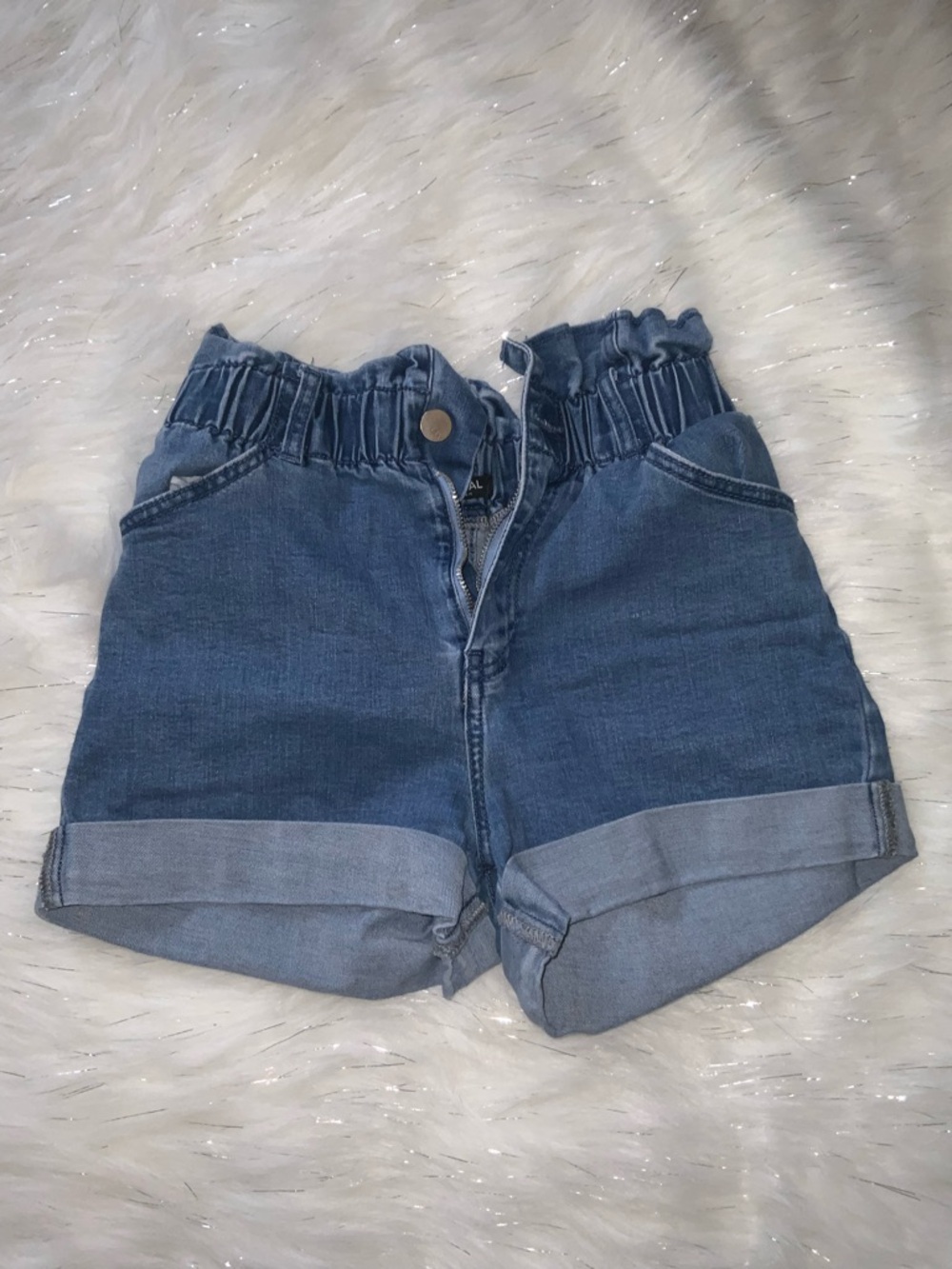 Elastic Waist Denim Shorts